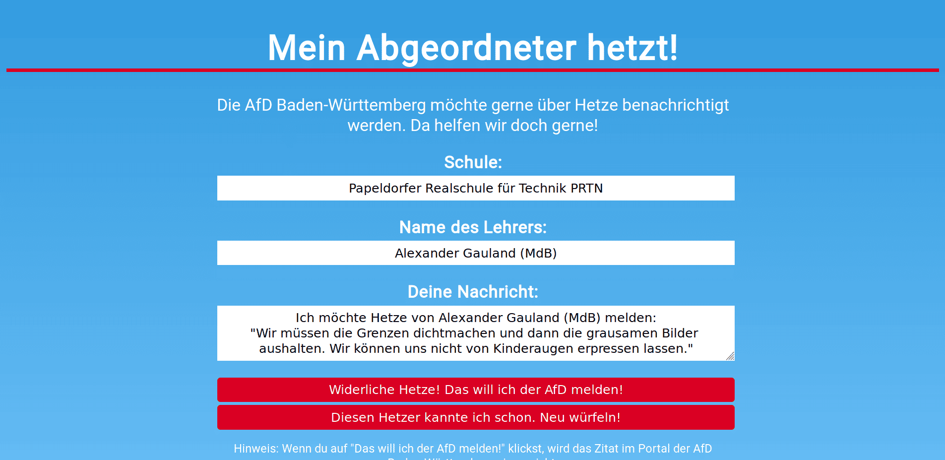 AfD richtet Spitzelportal ein, Piraten rufen zum Kapern auf